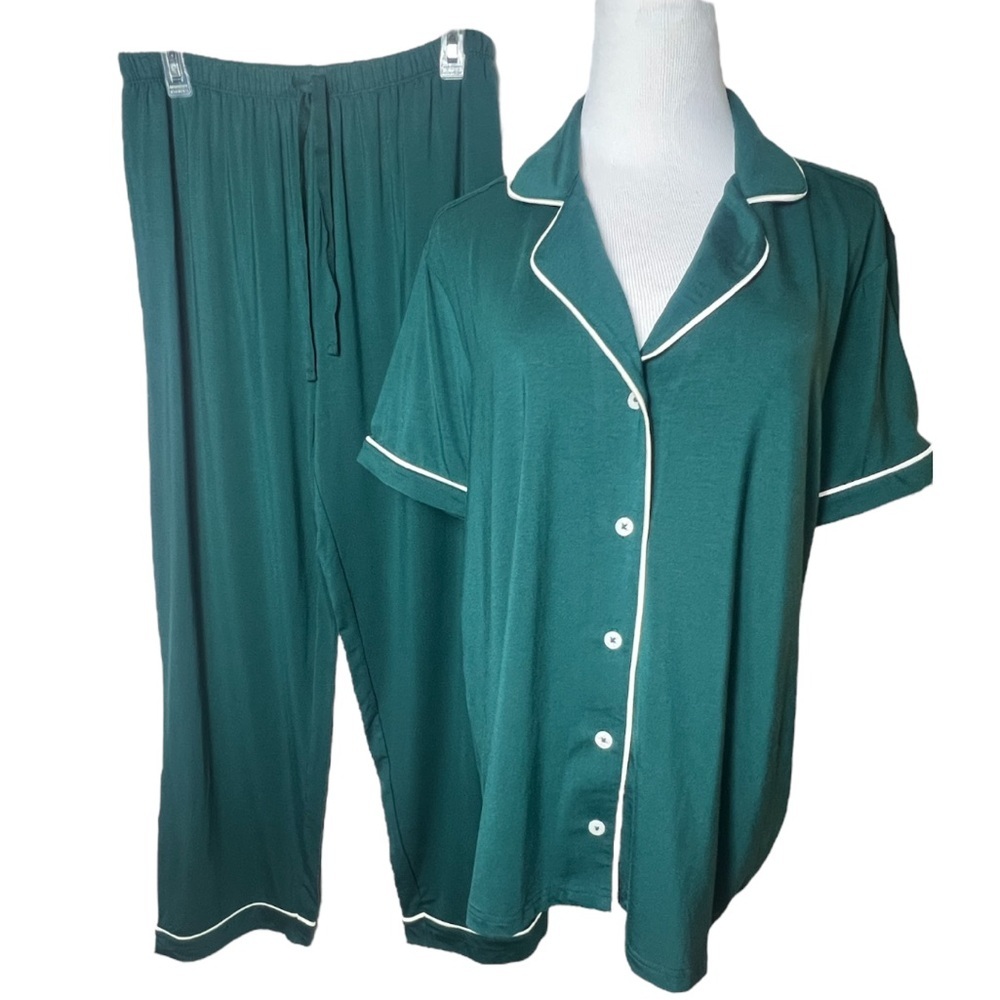 Hanna Andersson Short Sleeve HannaSoft Pant Pajama Set Green Cozycore Lounge